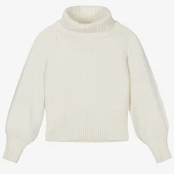 Girls Ivory Roll Neck Sweater