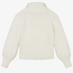Girls Ivory Roll Neck Sweater