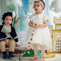 Girls Ivory Satin & Tulle Dress Set