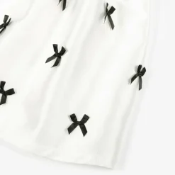 Girls Ivory Satin Bow Dress