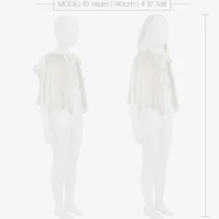 Girls Ivory Satin Hooded Cape