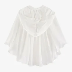 Girls Ivory Satin Hooded Cape