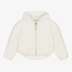 Girls Ivory Sherpa Fleece Zip-Up Top