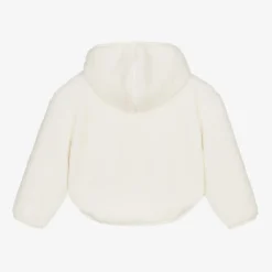 Girls Ivory Sherpa Fleece Zip-Up Top