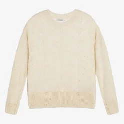 Girls Ivory Sparkle Knit Sweater