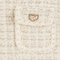 Girls Ivory Sparkly Tweed Dress