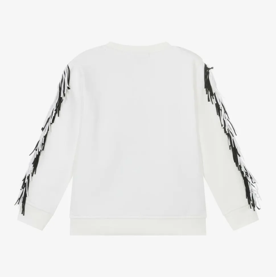 Girls Ivory Star Fringe Sweatshirt