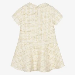 Girls Ivory Tweed Dress