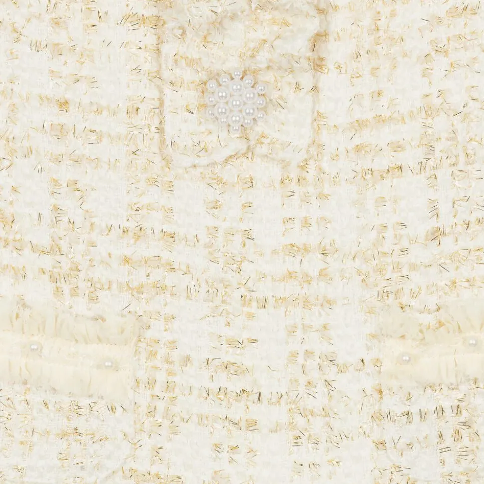 Girls Ivory Tweed Dress