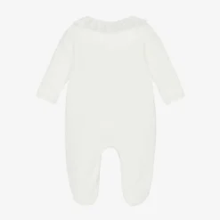 Girls Ivory Velour Babygrow