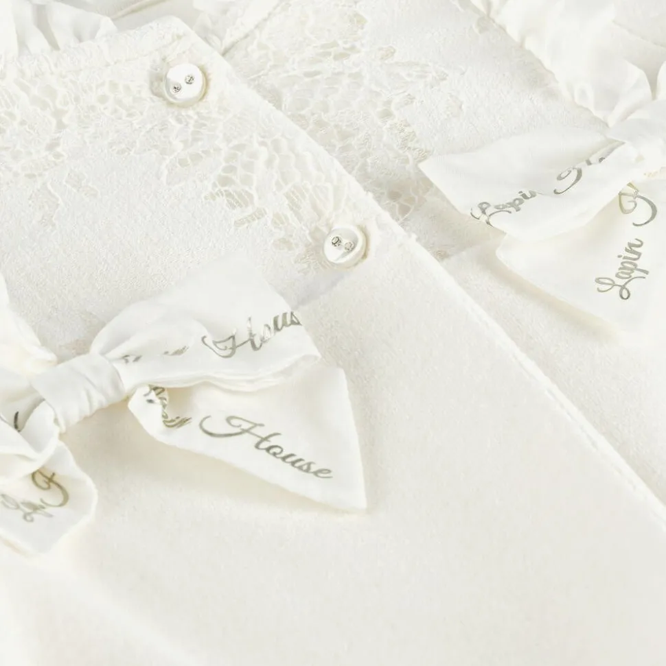 Girls Ivory Velour Babygrow Set