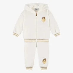Girls Ivory Velour Tracksuit