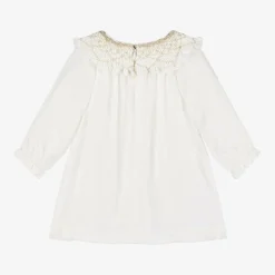Girls Ivory Viscose Crêpe Dress
