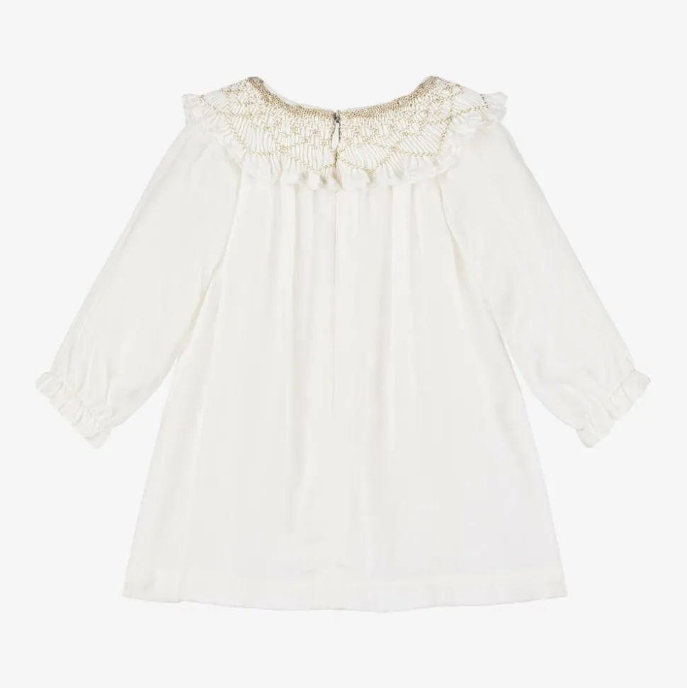 Girls Ivory Viscose Crêpe Dress