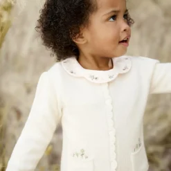 Girls Ivory Wool & Cashmere Knit Cardigan