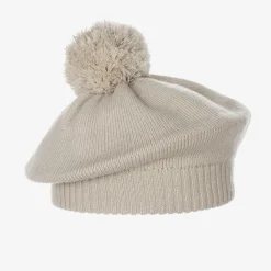 Girls Light Beige Knitted Wool Beret