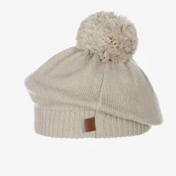 Girls Light Beige Knitted Wool Beret