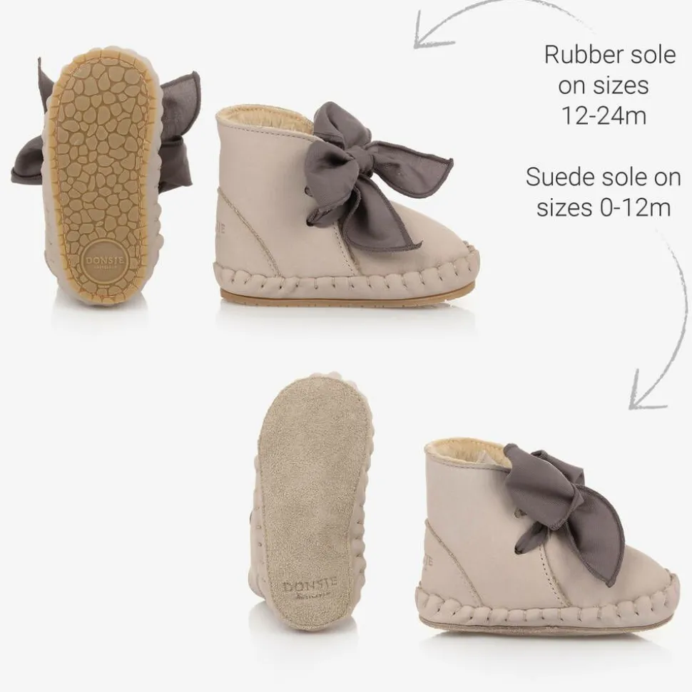 Girls Lilac Beige Suede Leather Pre Walkers