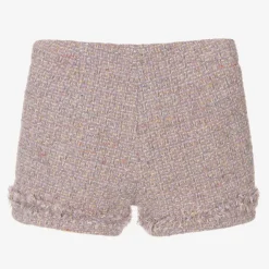 Girls Lilac Purple Wool Tweed Shorts