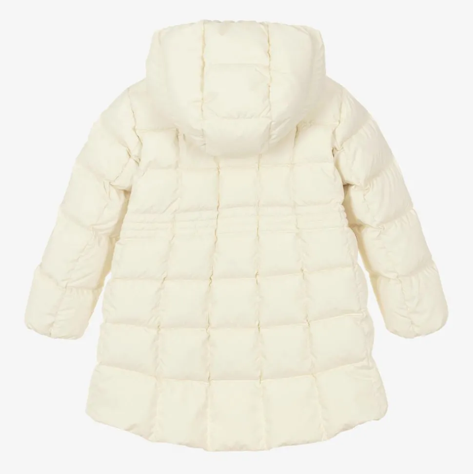 Girls Long Ivory Arina Puffer Parka Coat