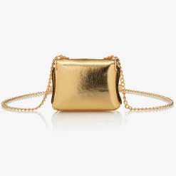 Girls Metallic Gold Leather Mini Bag (8cm)