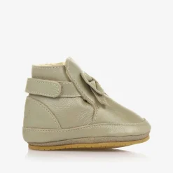 Girls Metallic Gold Leather Bow Pre-Walkers