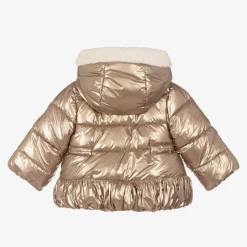 Girls Metallic Gold Puffer Coat