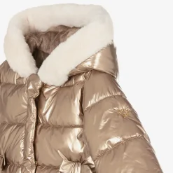 Girls Metallic Gold Puffer Coat