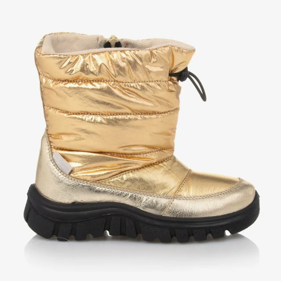 Girls Metallic Gold Snow Boots