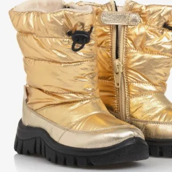 Girls Metallic Gold Snow Boots
