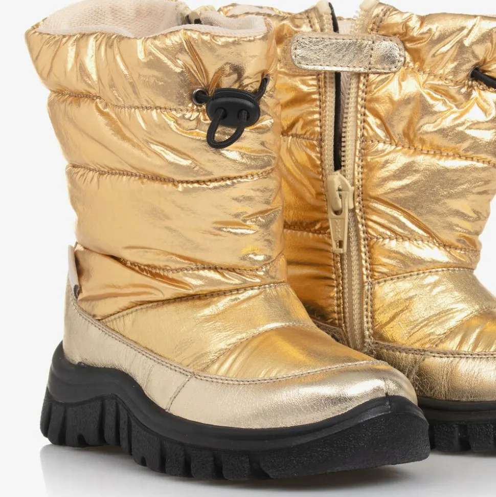 Girls Metallic Gold Snow Boots