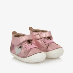 Girls Metallic Pink Leather First Walkers