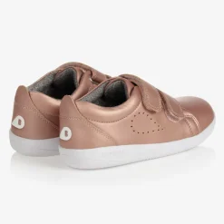 Girls Metallic Pink Leather Trainers