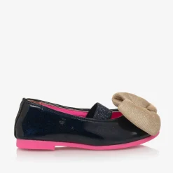 Girls Navy Blue Ballerina Pumps