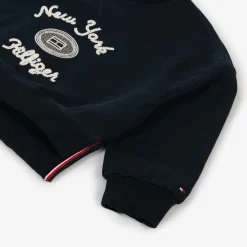 Girls Navy Blue Beaded Cotton Sweatshirt