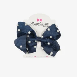 Girls Navy Blue Bow Hair Clip (11cm)