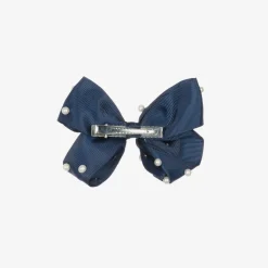 Girls Navy Blue Bow Hair Clip (11cm)