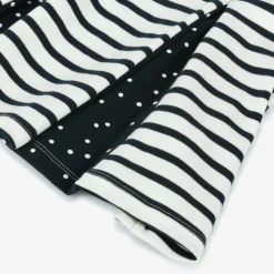 Girls Navy Blue Breton Stripe Cotton Dress