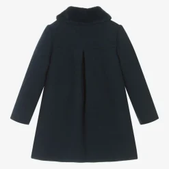 Girls Navy Blue Collared Coat