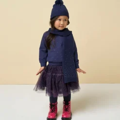 Girls Navy Blue Cotton Diamanté Sweatshirt