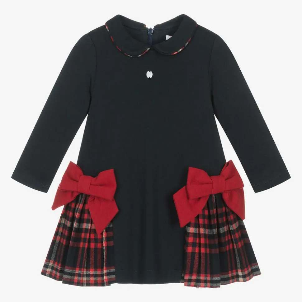 Girls Navy Blue Cotton Dress