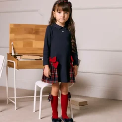 Girls Navy Blue Cotton Dress