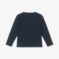 Girls Navy Blue Cotton Festive Top