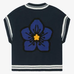 Girls Navy Blue Cotton Knit Slipover