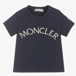 Girls Navy Blue Cotton Logo T-Shirt