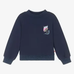 Girls Navy Blue Cotton Sweatshirt