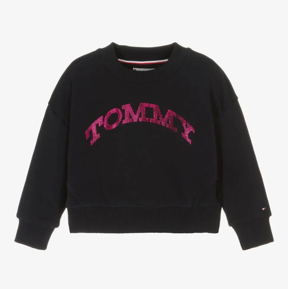 Girls Navy Blue Cotton Sweatshirt