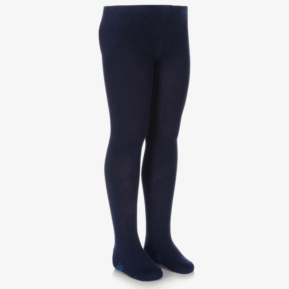 Girls Navy Blue Cotton Tights