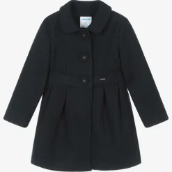 Girls Navy Blue Felted Coat