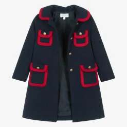 Girls Navy Blue Felted Coat